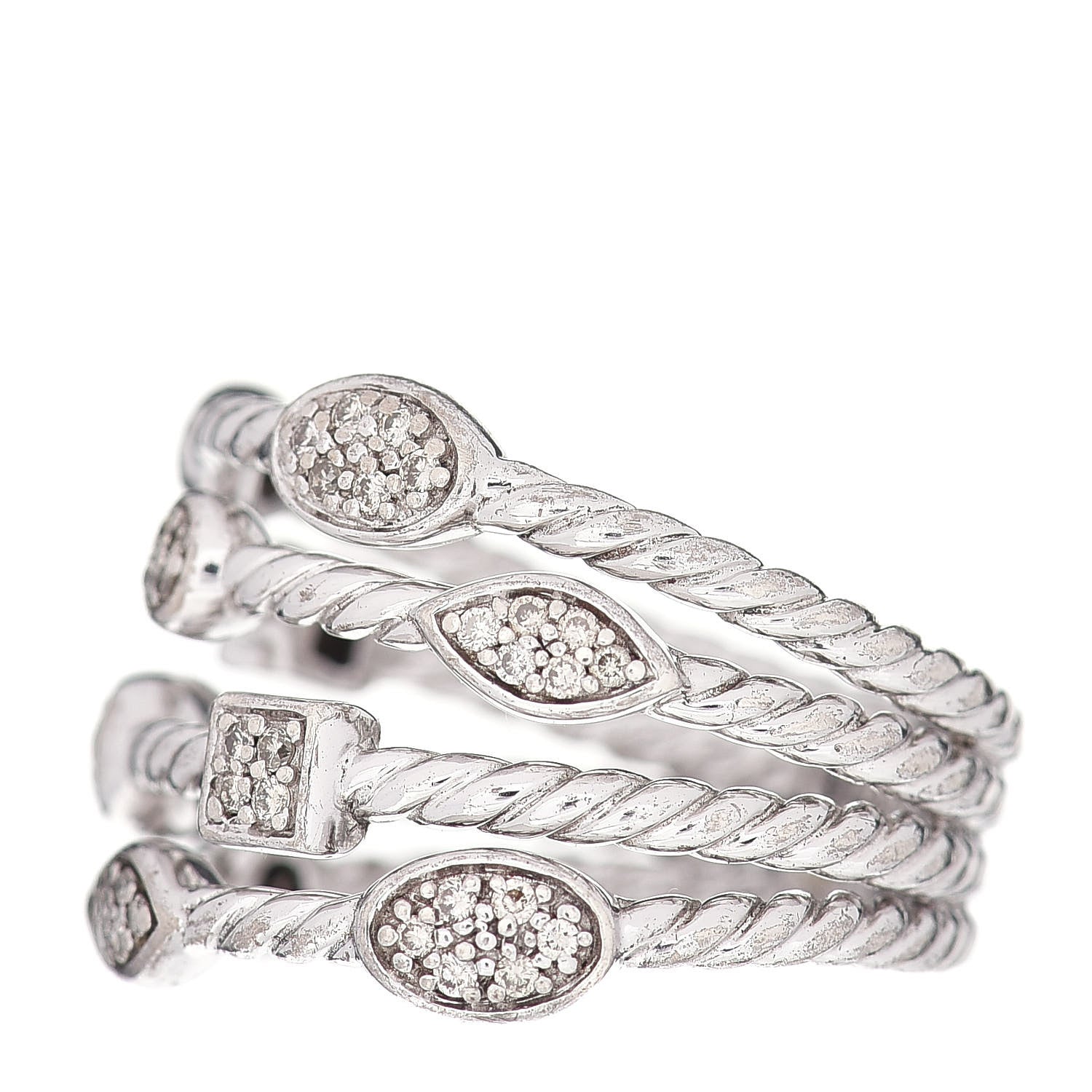 David Yurman Sterling Silver Diamond Confetti 4 Row Ring 55 7.25 3 of 5