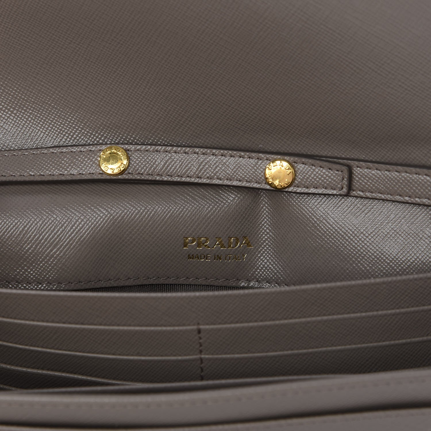 Prada Saffiano Metal Oro Chain Wallet Argilla 6 of 9