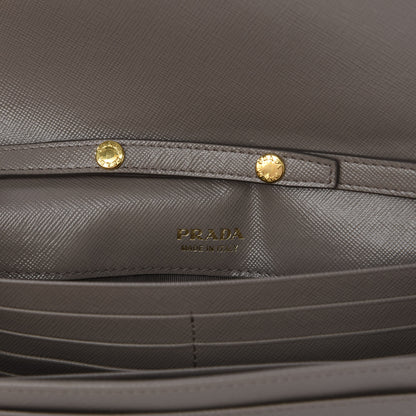 Prada Saffiano Metal Oro Chain Wallet Argilla 6 of 9