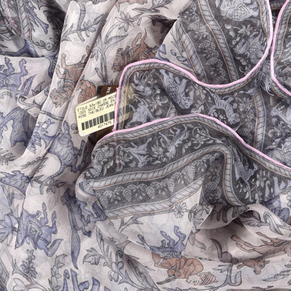 Hermes Silk Mousseline Chasse En Inde Stole Rose The Bleu Jean Mauve 4 of 4