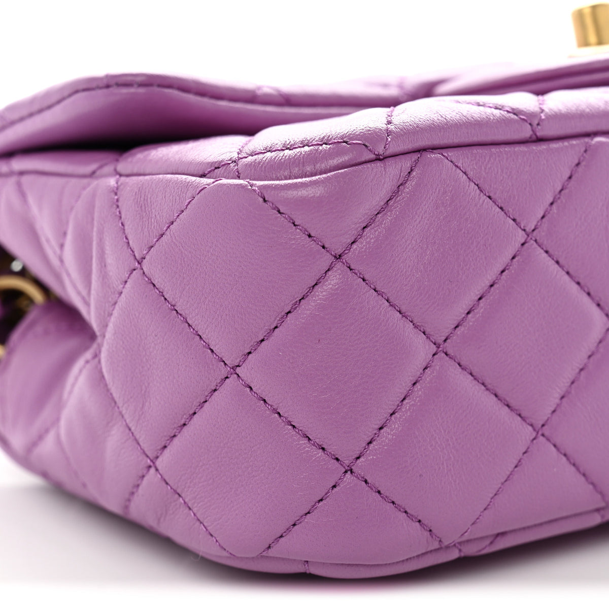 Chanel Lambskin Quilted Mini Rectangular Pearl Crush Flap Purple 10 of 11