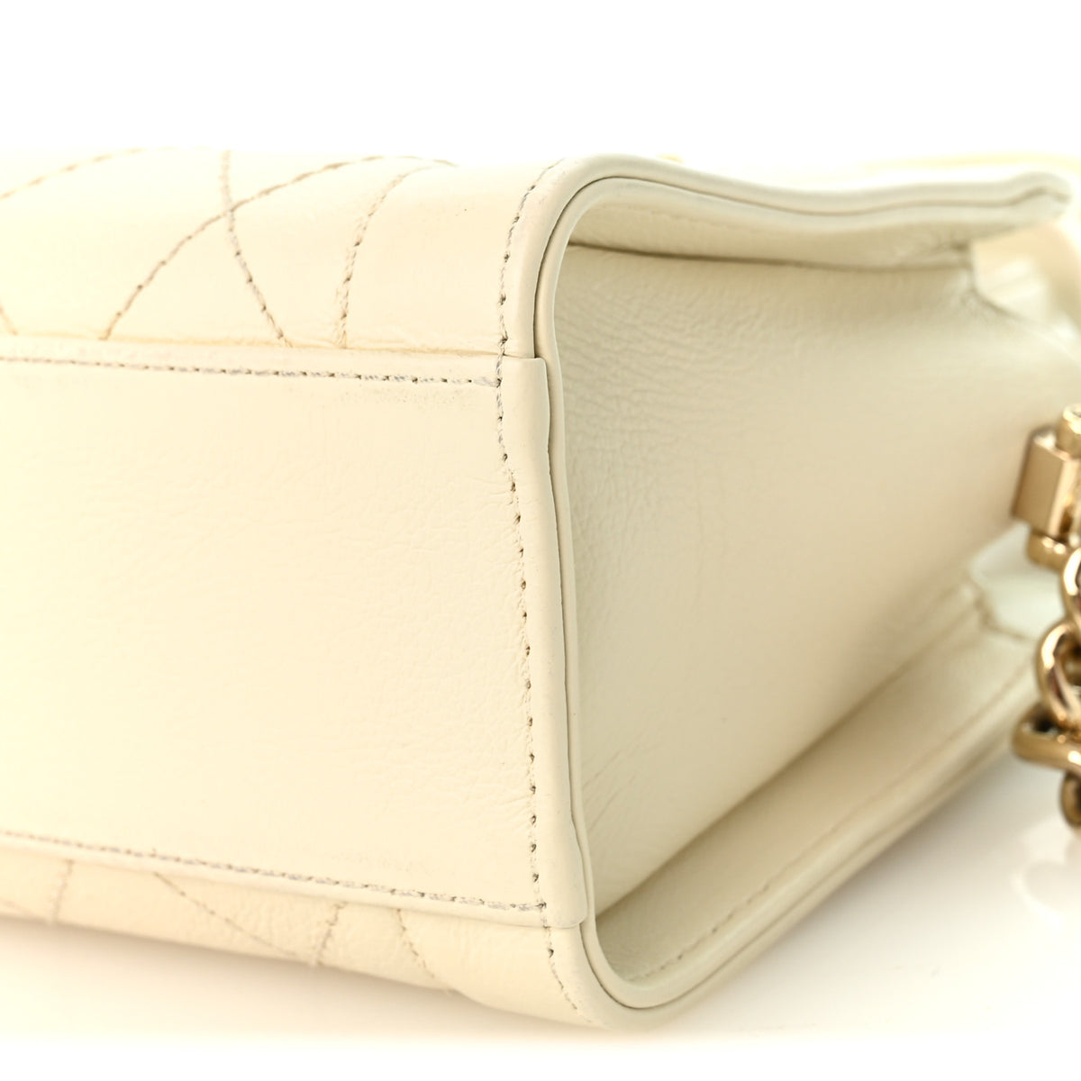 Chanel Grained Calfskin Stitched Mini Label Click Shopper Tote White 10 of 10