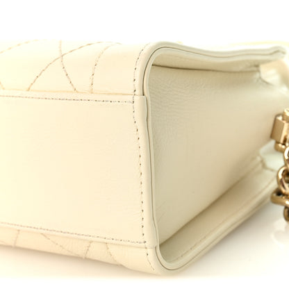 Chanel Grained Calfskin Stitched Mini Label Click Shopper Tote White 10 of 10