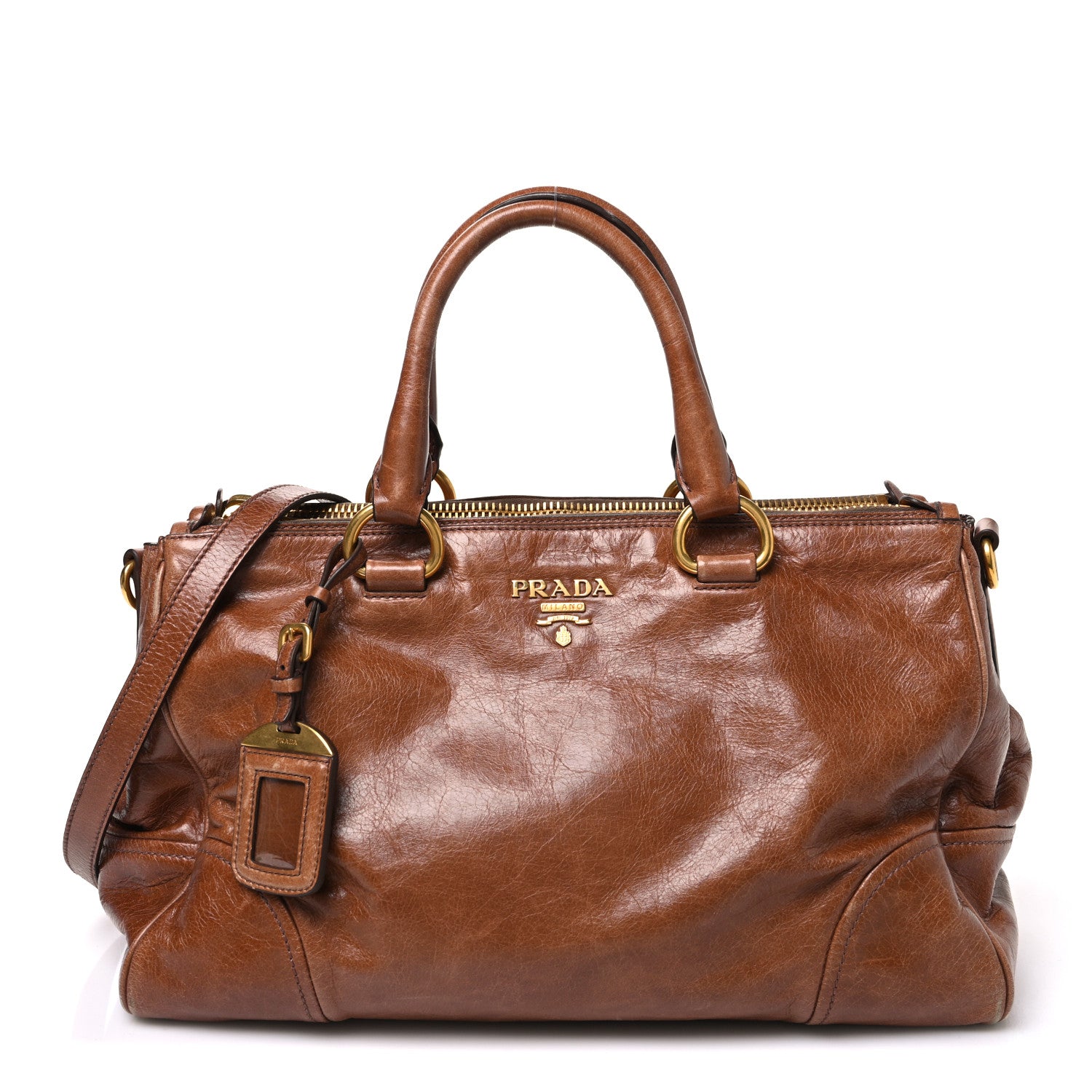 Prada Vitello Shine Shopping Satchel Giunco 1 of 11