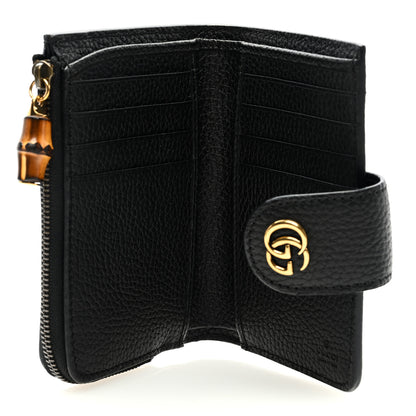 Gucci Piuma Calfskin Medium Bamboo Double G Wallet Black 5 of 6