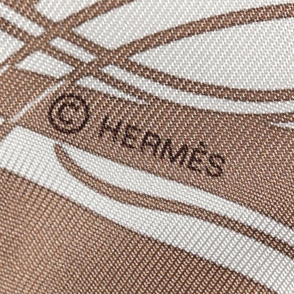 Hermes Silk Ex-Libris Twilly Beige White Caramel 3 of 4