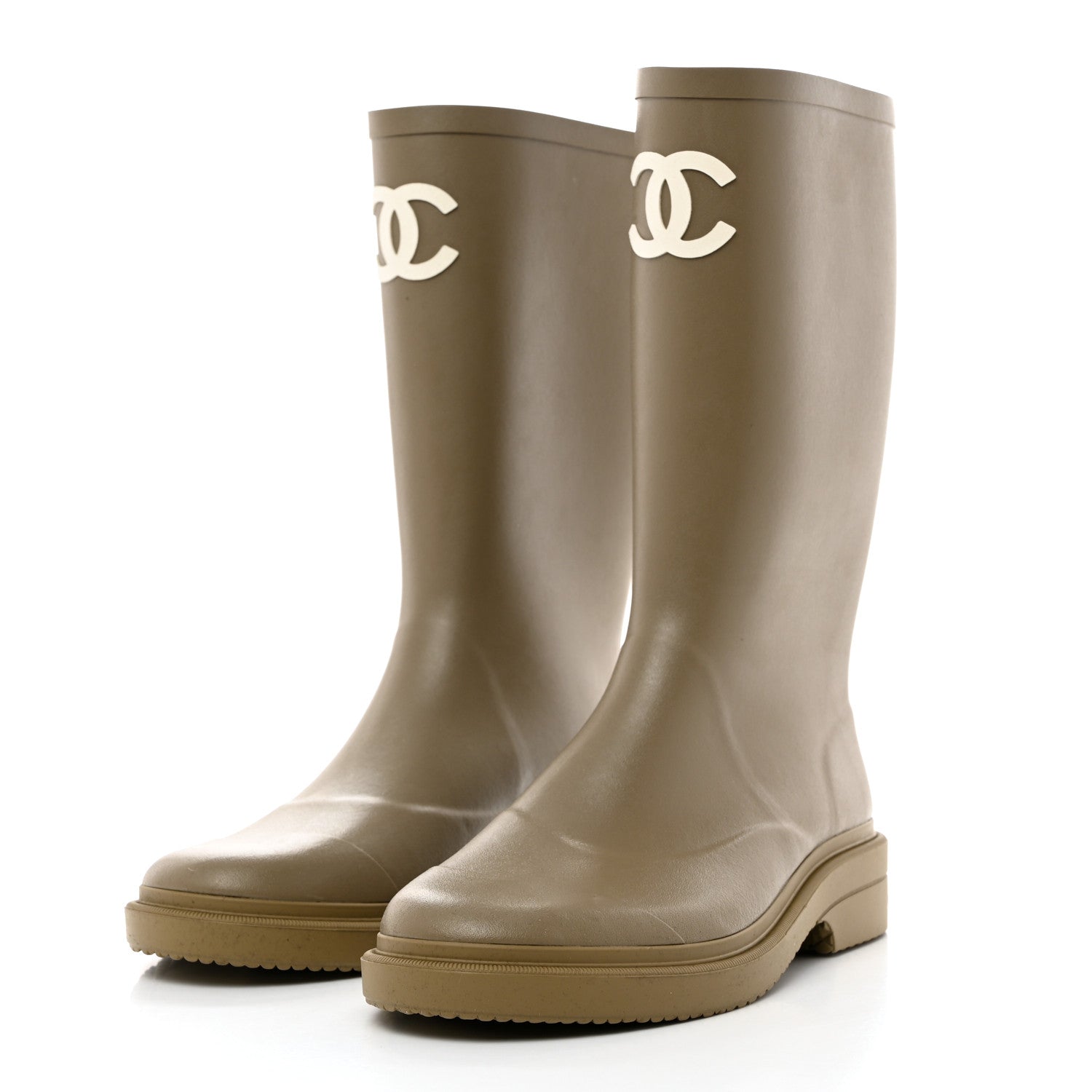 Chanel Caoutchouk CC High Boots 40 Dark Beige 3 of 8