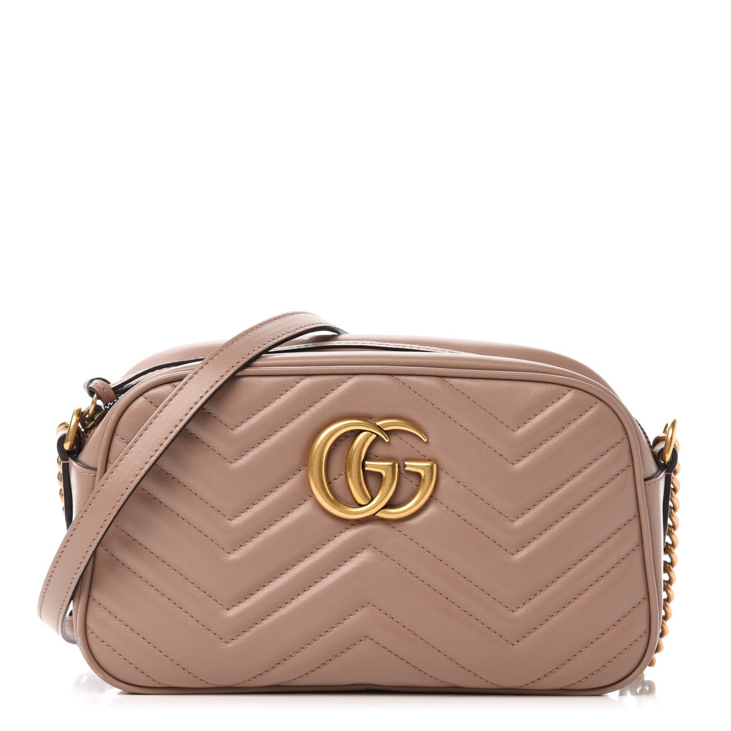 Calfskin Matelasse Small GG Marmont Chain Shoulder Bag Porcelain Rose