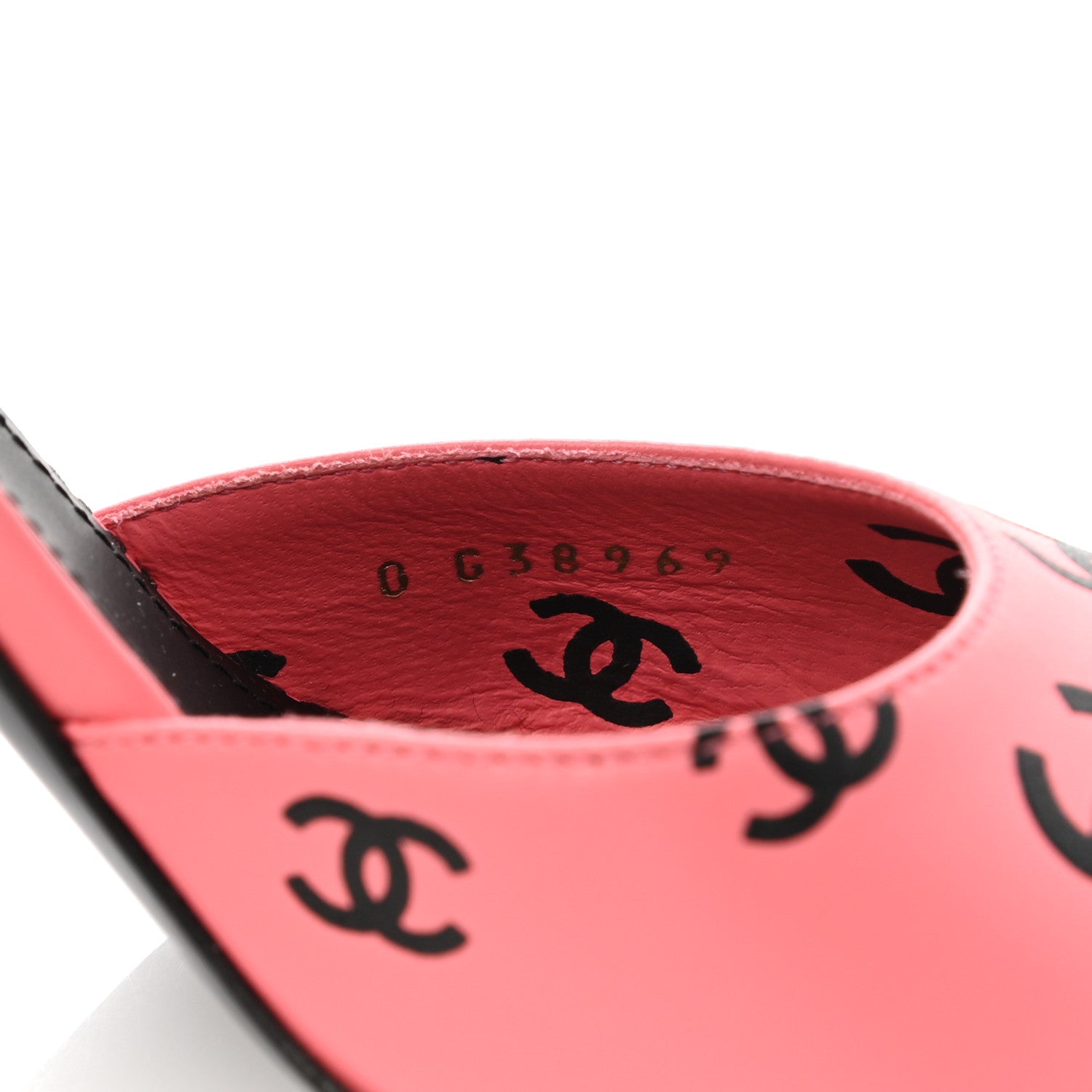 Chanel Printed Lambskin Coco Beach Sandals 37 Pink Black 8 of 9