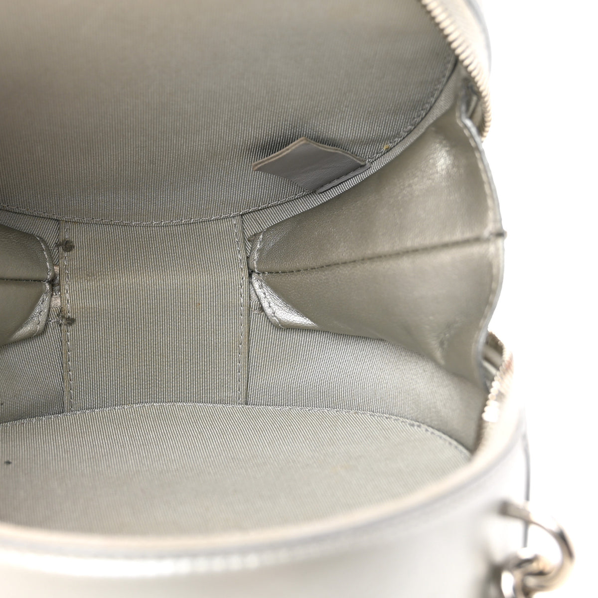 Metallic Glazed Calfskin Round As Earth Evening Bag Silver