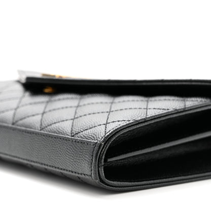 Saint Laurent Grain De Poudre Mixed Matelasse Triquilt Monogram Chain Wallet Black 10 of 13