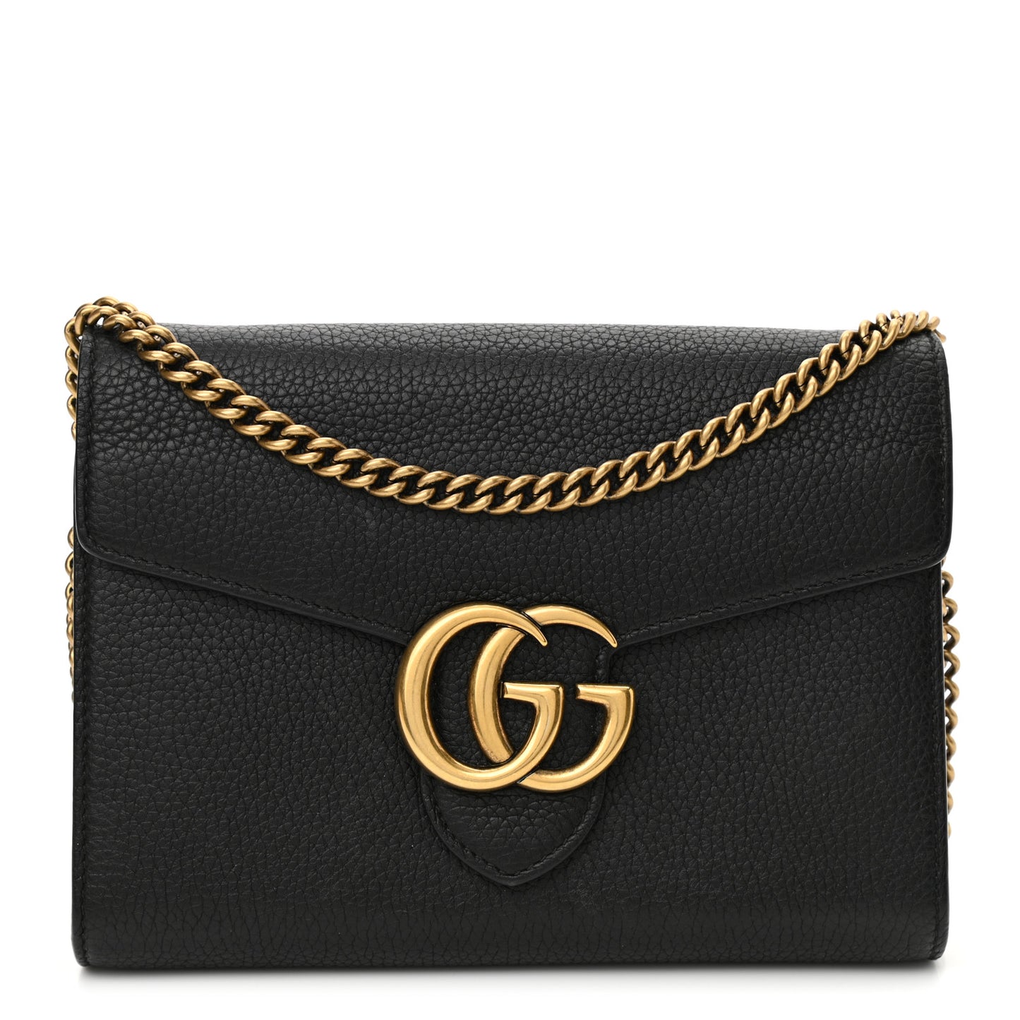 Calfskin GG Marmont Chain Wallet Black