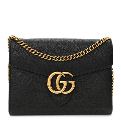 Gucci Calfskin GG Marmont Chain Wallet Black 1 of 12