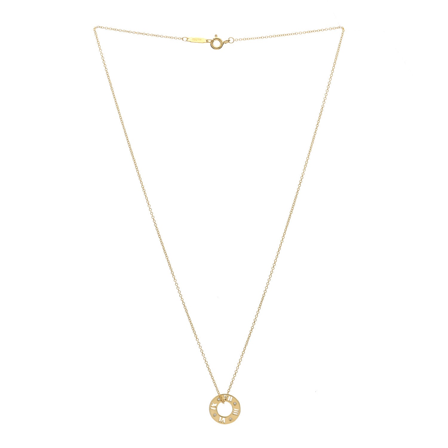 Tiffany 18K Yellow Gold Diamond Atlas Pierced Pendant Necklace 3 of 5