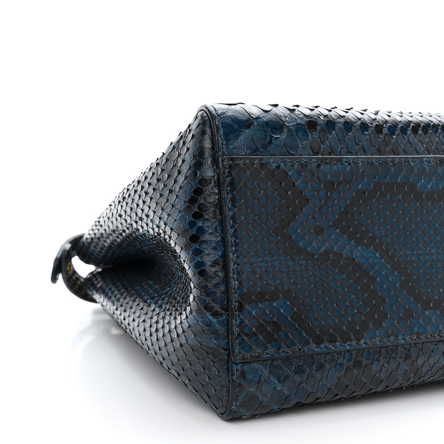 Fendi Python Shiny Nappa Mini Peekaboo Iconic Satchel Blue Jeans 10 of 11