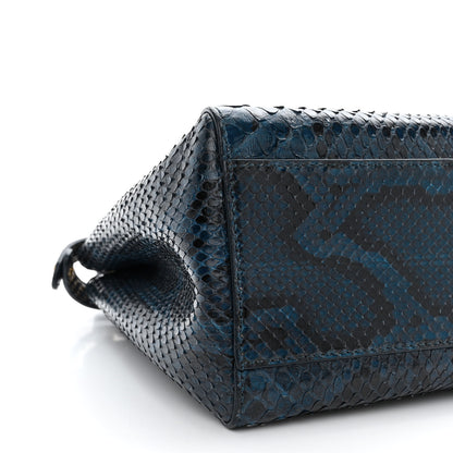 Fendi Python Shiny Nappa Mini Peekaboo Iconic Satchel Blue Jeans 10 of 11