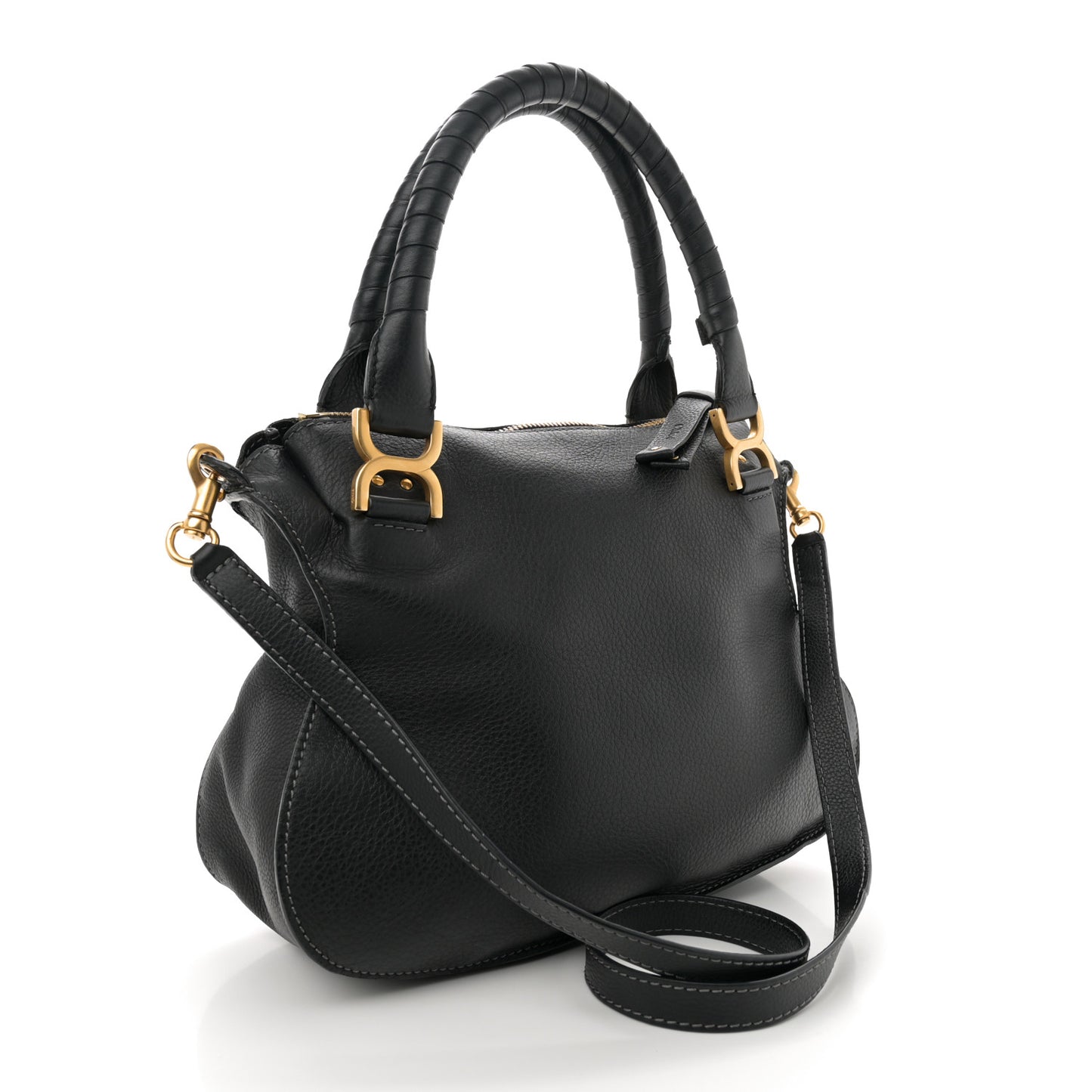 Calfskin Medium Marcie Satchel Black