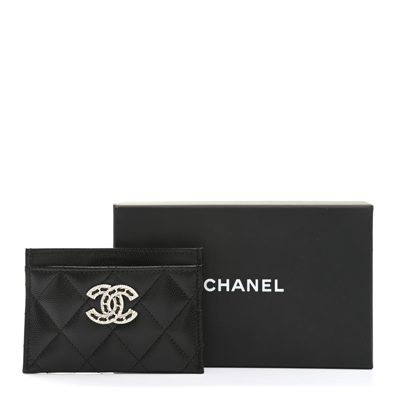Chanel Caviar Quilted Crystal Card Holder Black 9 of 9