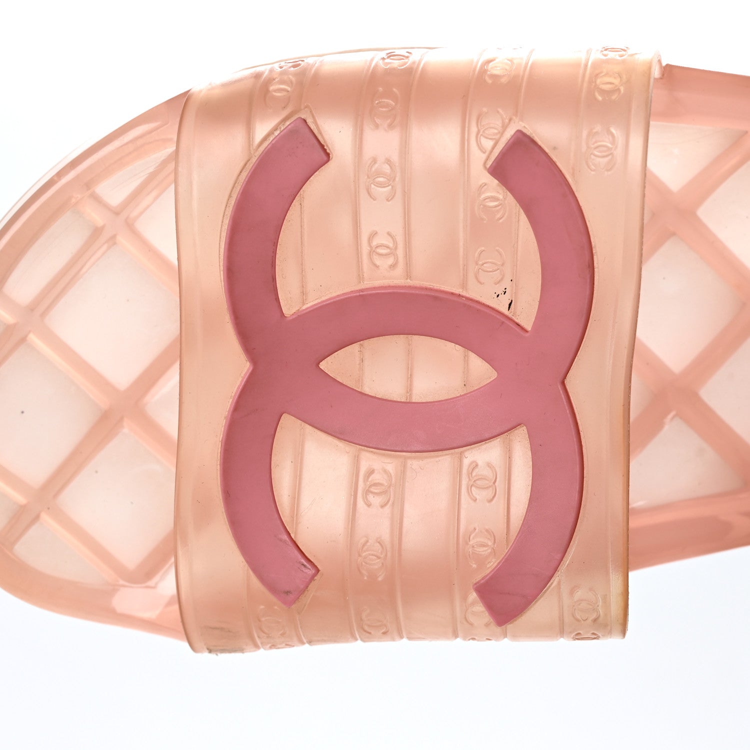 Chanel PVC Transparent CC Flat Slide Sandals 37 Pink 7 of 8
