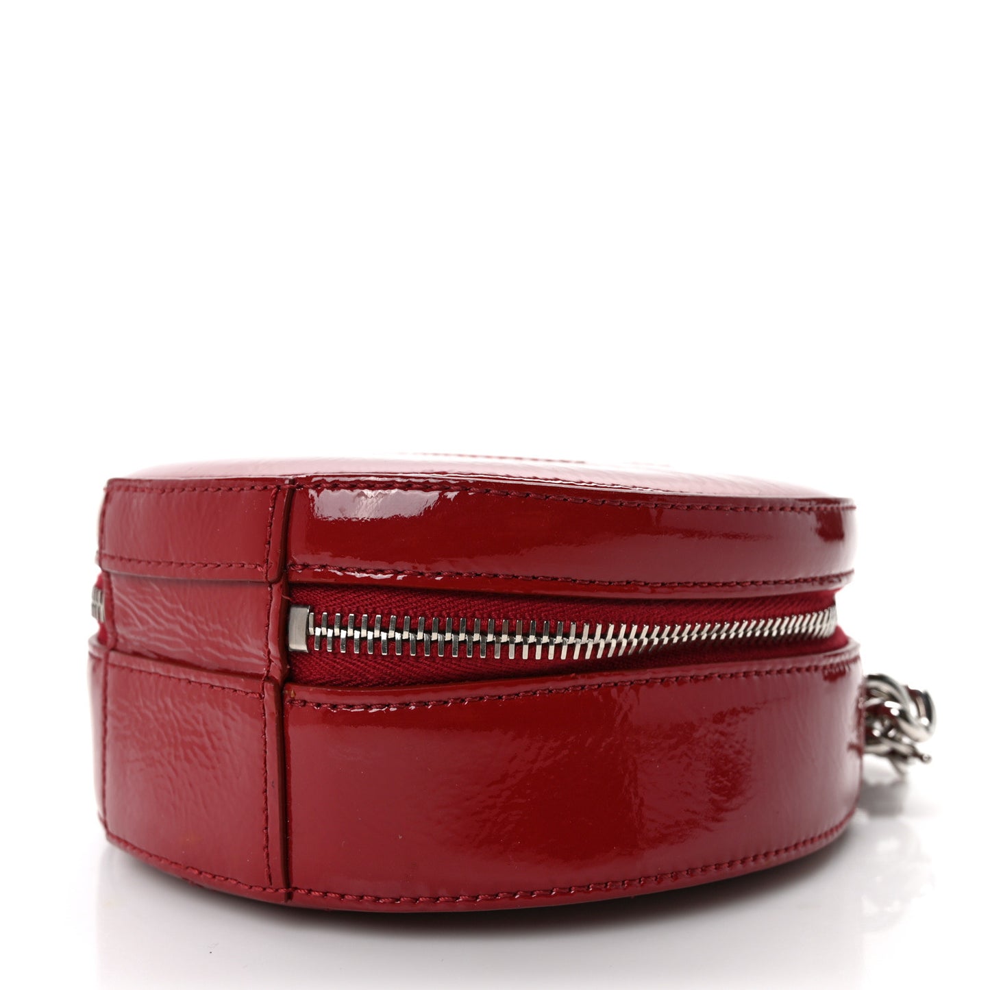Patent Round As Earth Evening Bag Red