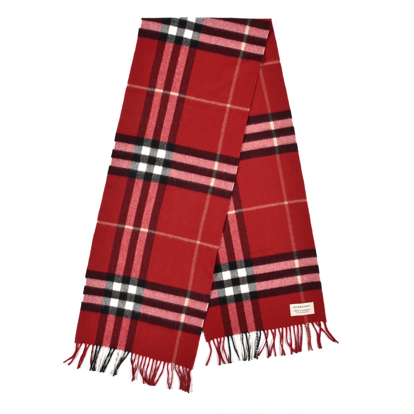 Cashmere Classic Check Fringe Scarf Parade Red
