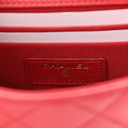 Chanel Lambskin Quilted Top Handle Flap Clutch With Chain Red 6 of 11