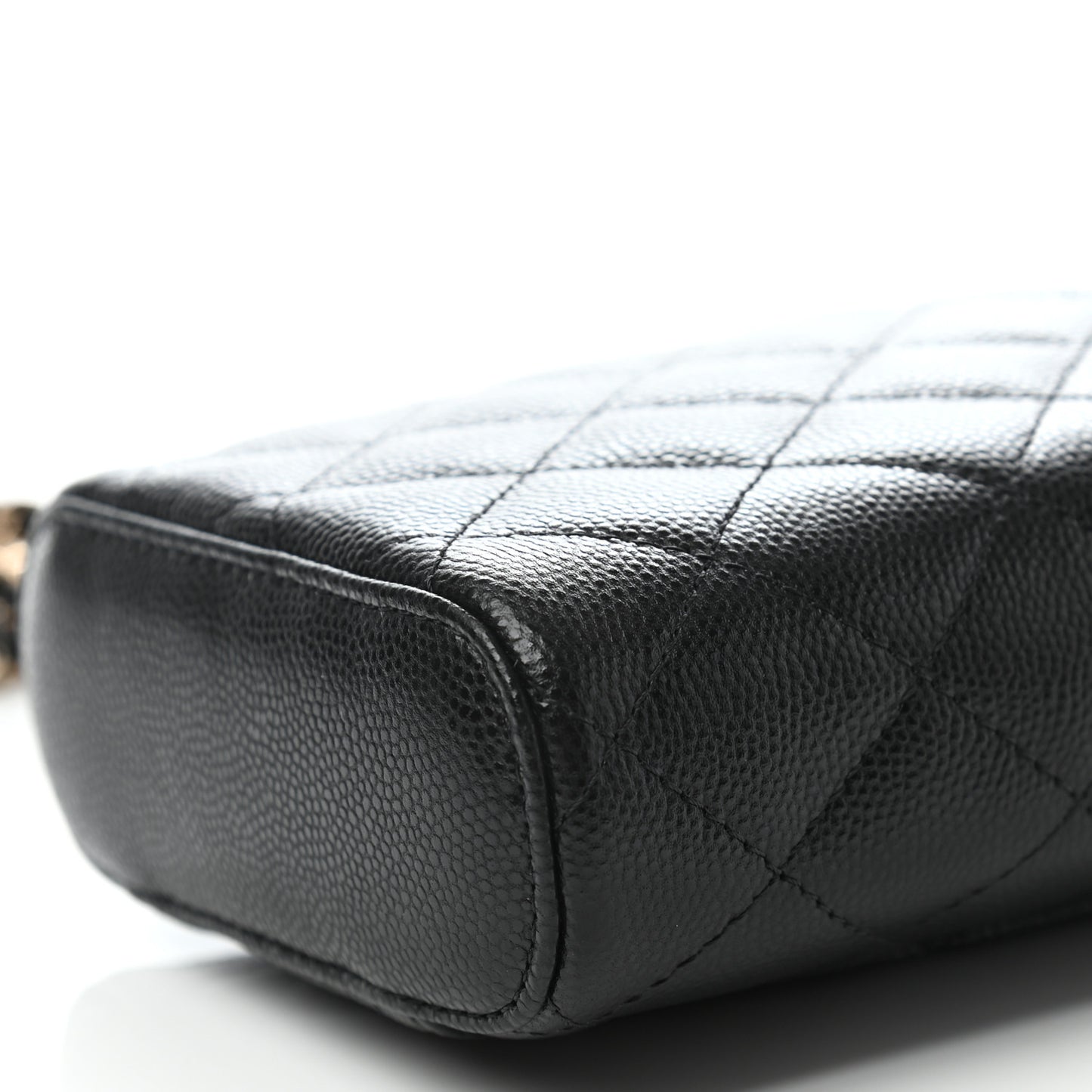 Caviar Quilted Phone Holder With Chain Black