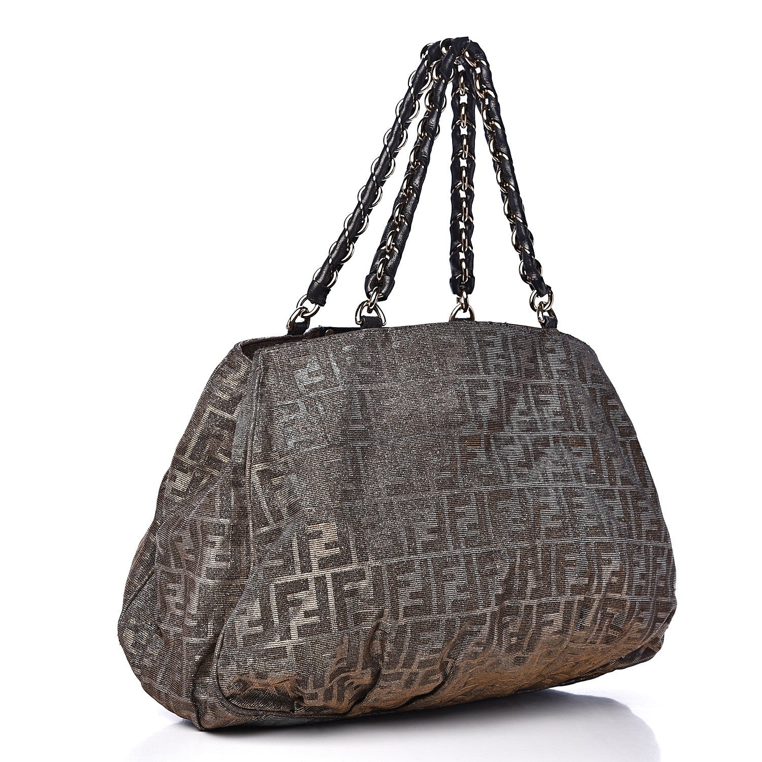 Fendi Metallic Lurex Zucca Mia Tote Brown 2 of 15