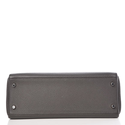 Hermes Taurillon Clemence Horseshoe Kelly Retourne 32 Graphite Tosca 7 of 41
