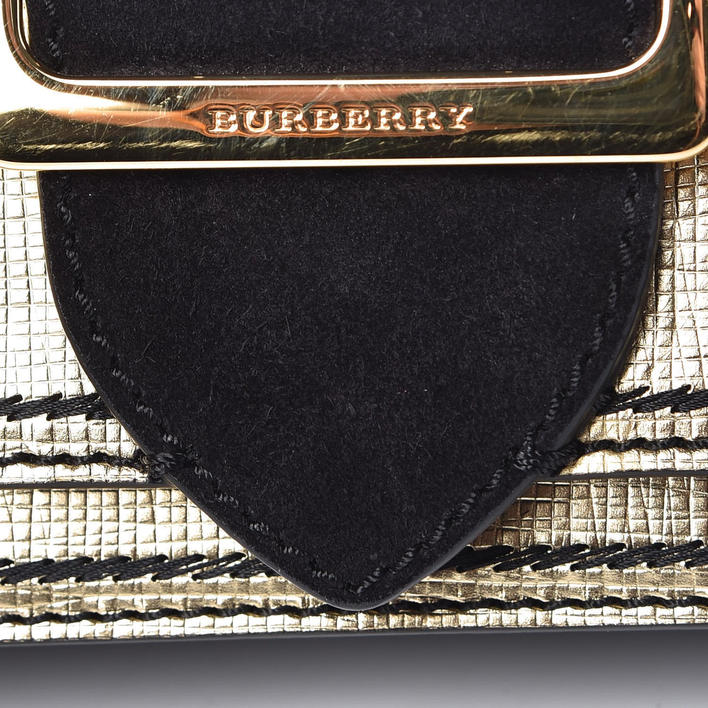 Metallic Calfskin Small Madison Buckle Bag Gold