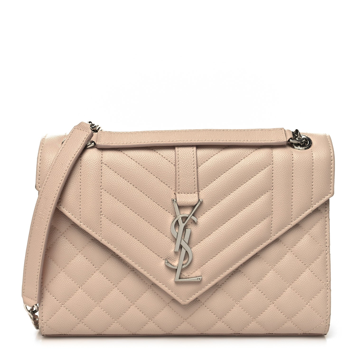 Saint Laurent Grain De Poudre Textured Mixed Matelasse Medium Triquilt Monogram Satchel Marble Pink 1 of 11