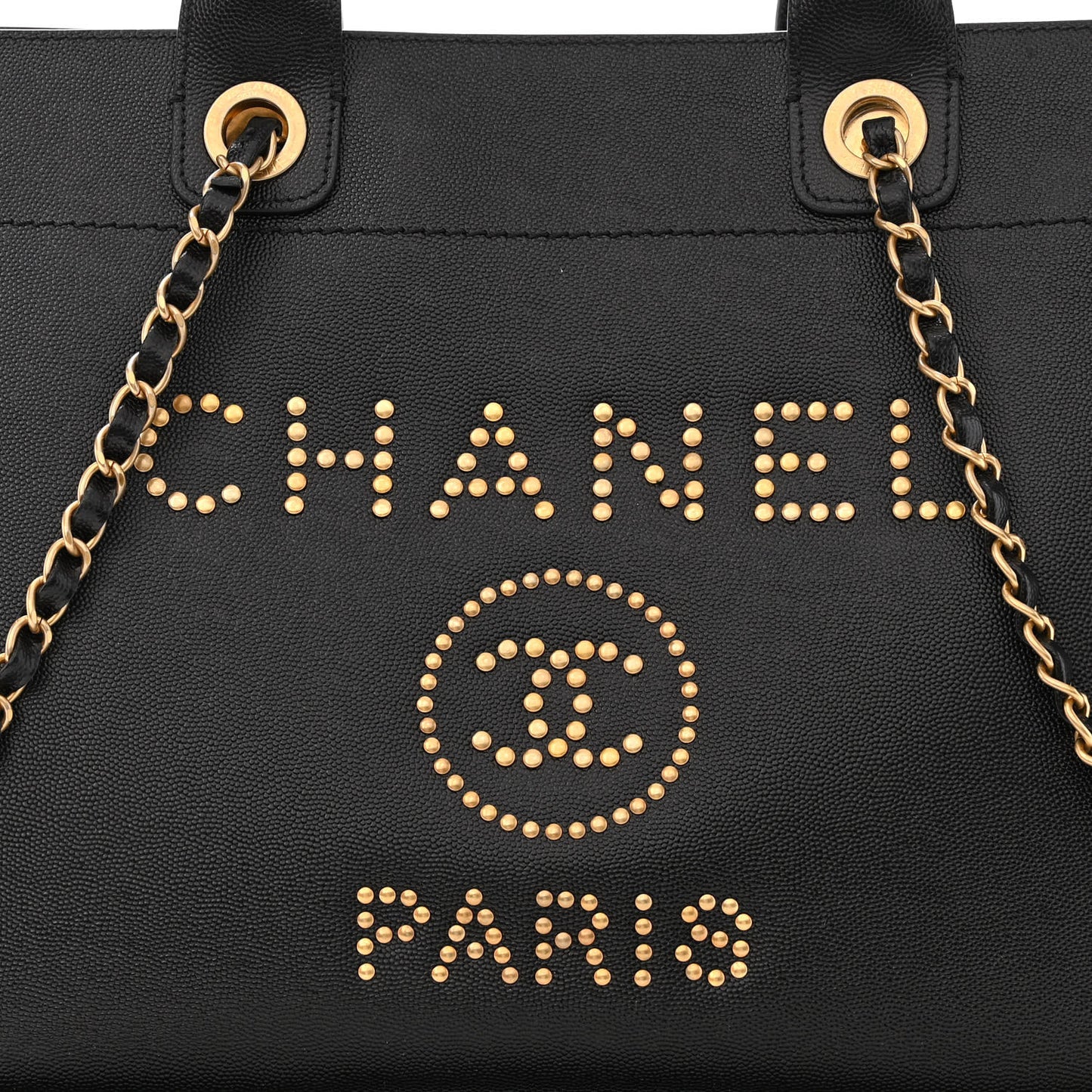 Caviar Small Studded Deauville Tote Black