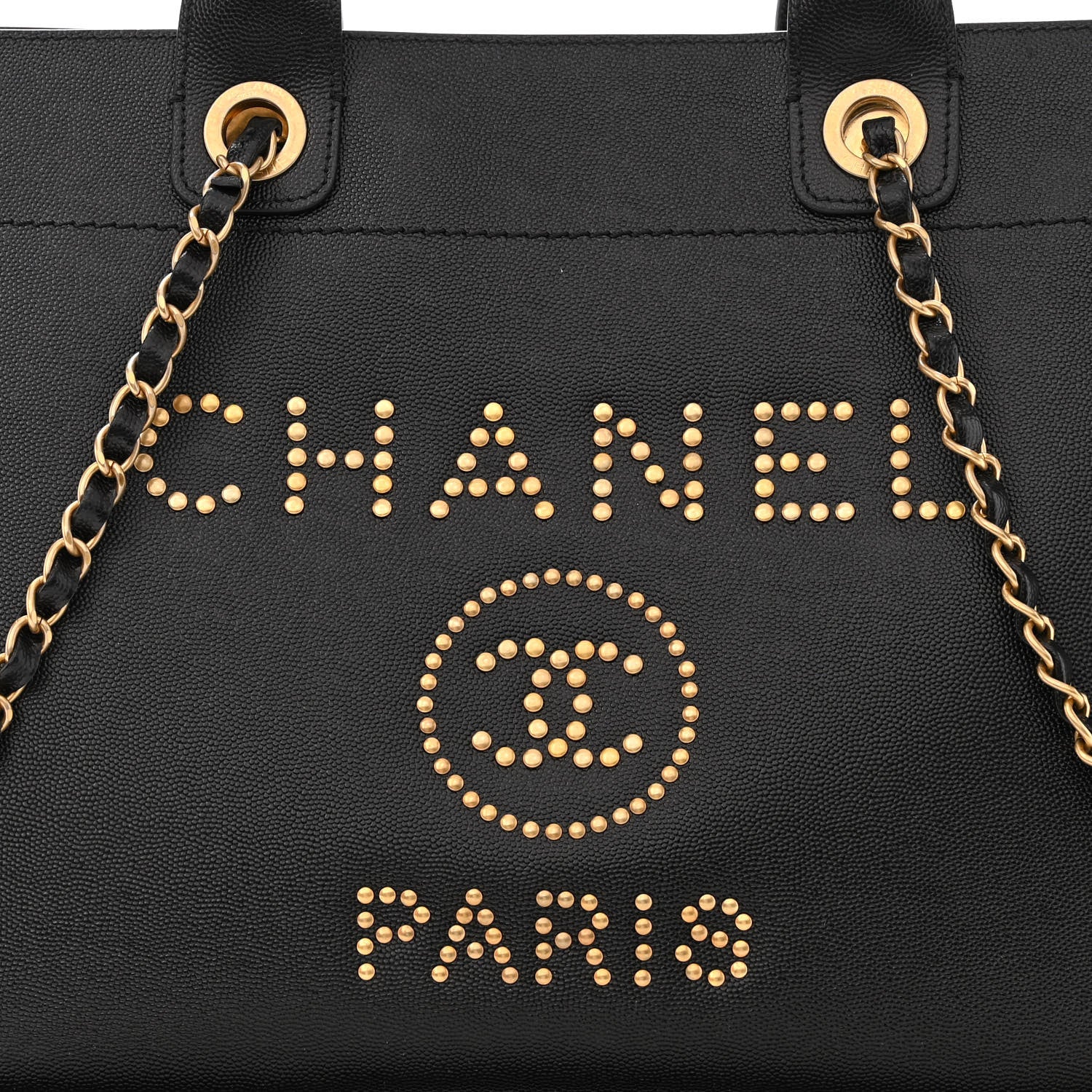 Chanel Caviar Small Studded Deauville Tote Black 7 of 9