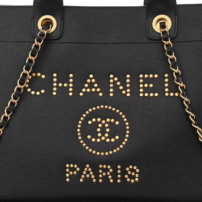 Chanel Caviar Small Studded Deauville Tote Black 7 of 9