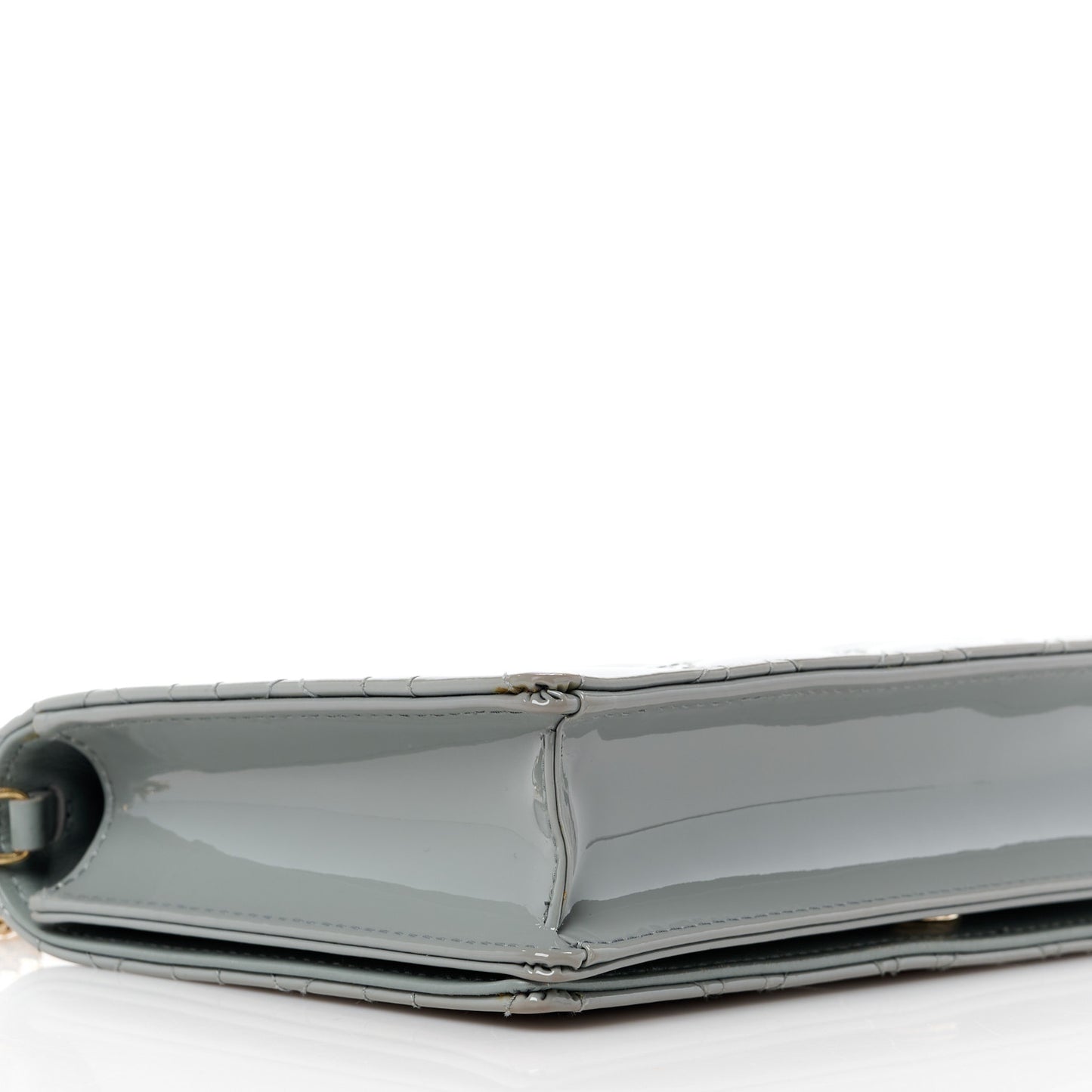 Patent Cannage Lady Dior Chain Wallet Denim