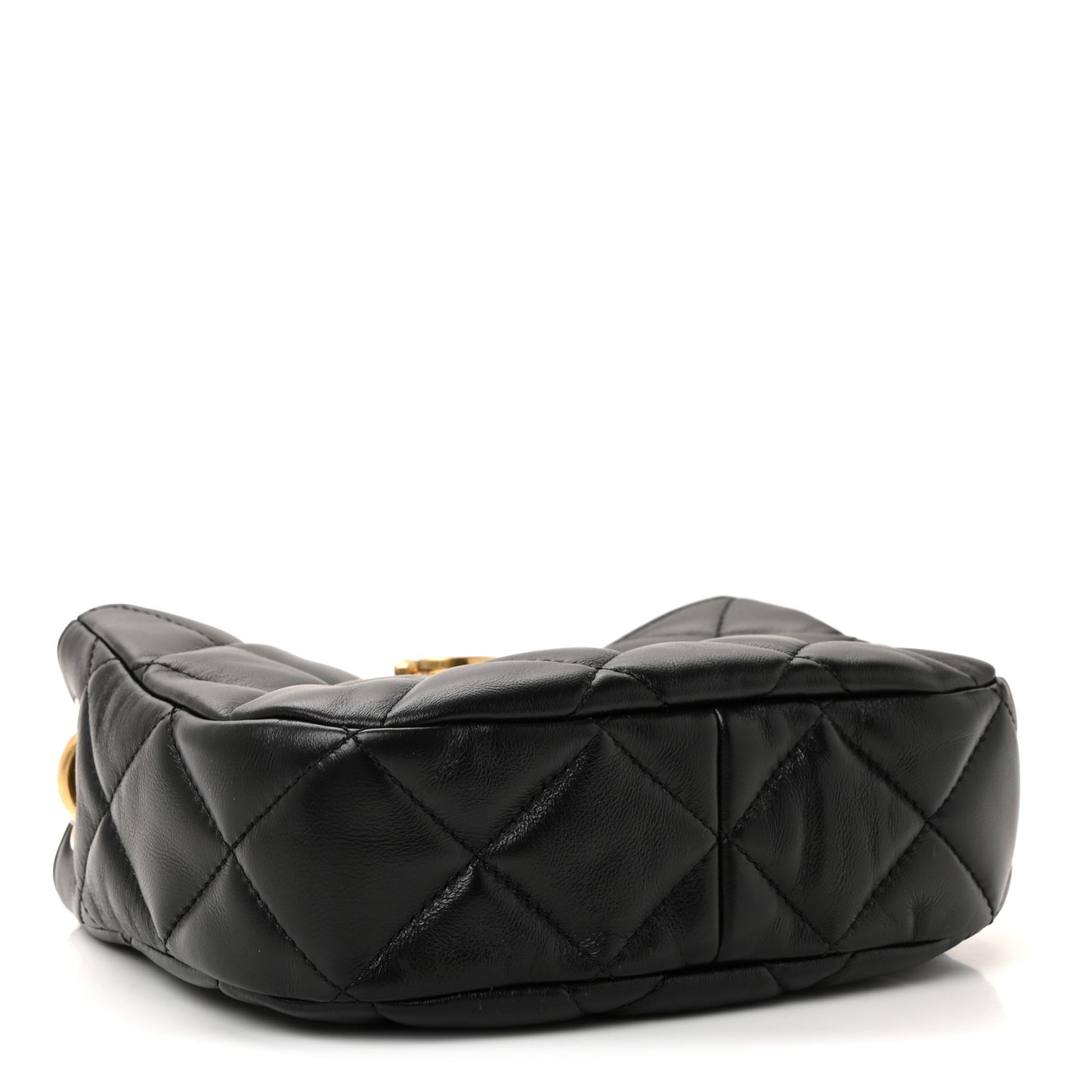 Lambskin Quilted Small Chain Hobo Black