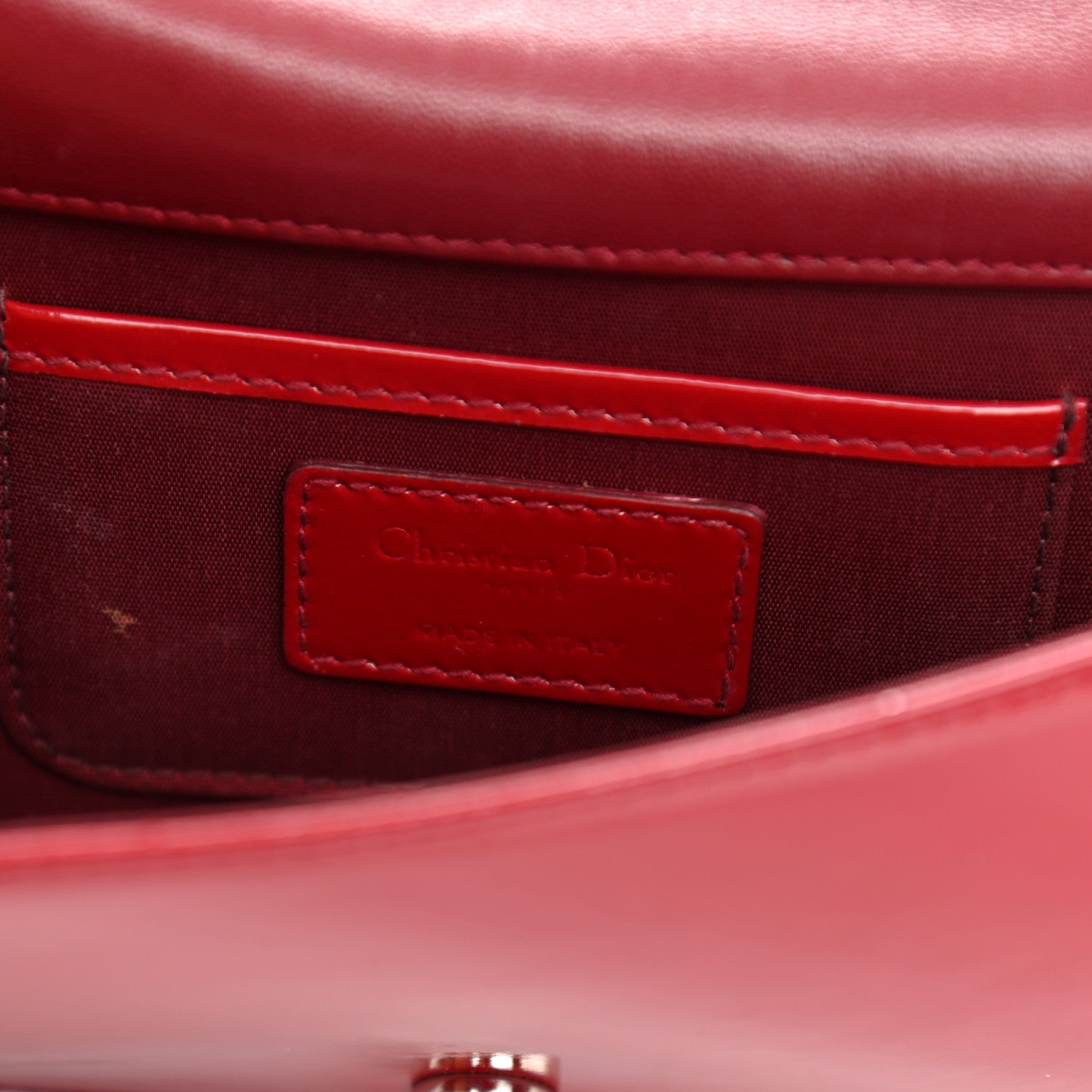 Christian Dior Patent Cannage Rendezvous Chain Wallet Red 6 of 11