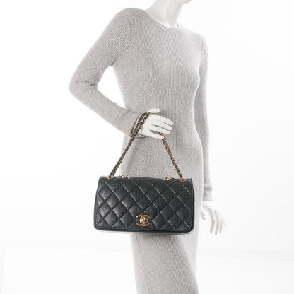 Chanel Aged Calfskin Quilted Medium Pondichery Flap Black 2 of 7