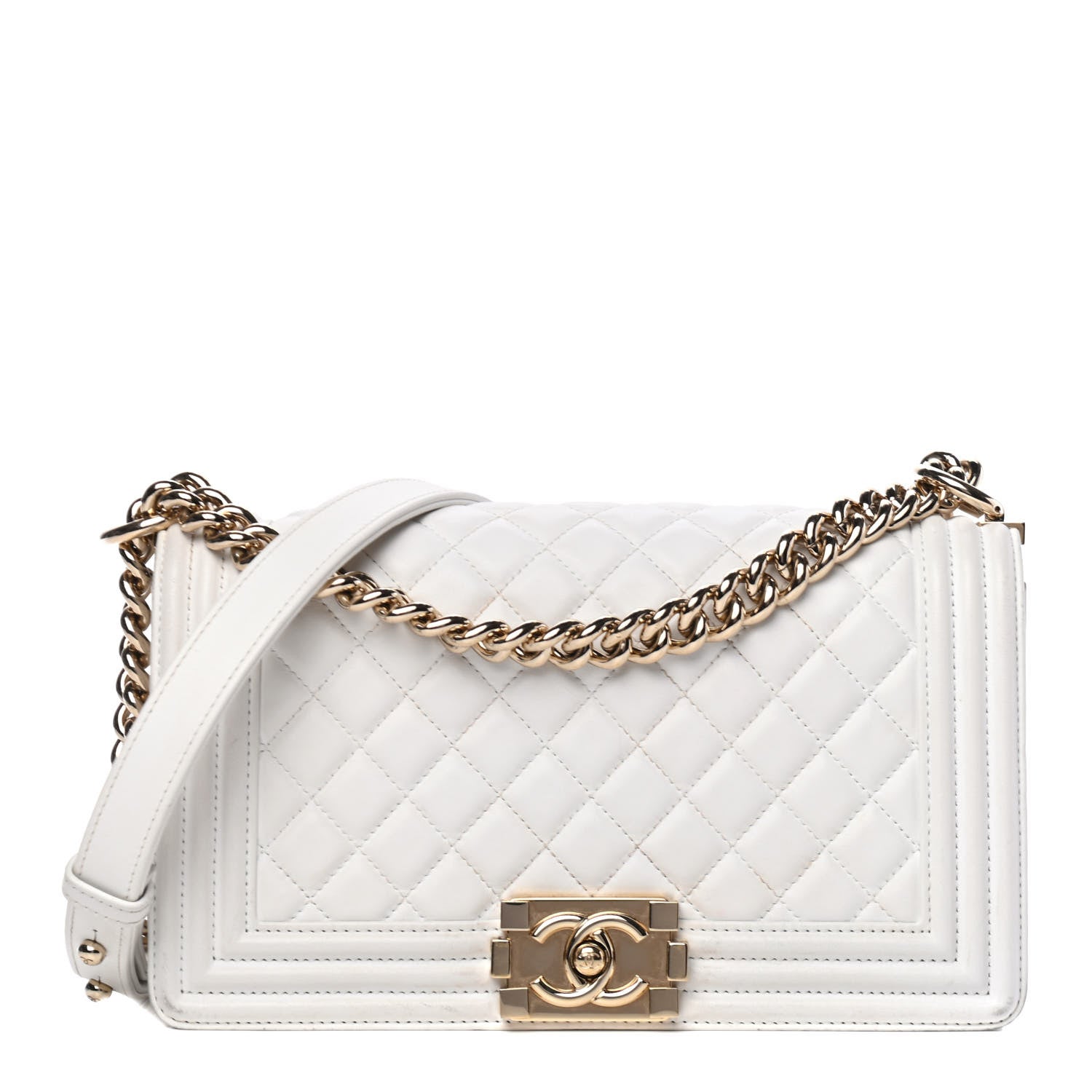 Chanel Lambskin Quilted Medium Boy Flap White 1 of 4