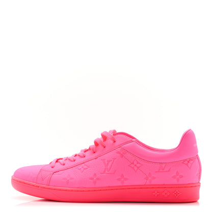 Louis Vuitton Grained Calfskin Embossed Monogram Mens Luxembourg Sneakers 8 Fluo Pink 1 of 11