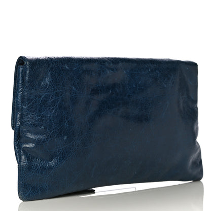 Balenciaga Agneau Giant 12 Gold Hardware Envelope Clutch Bleu Mineral 2 of 14