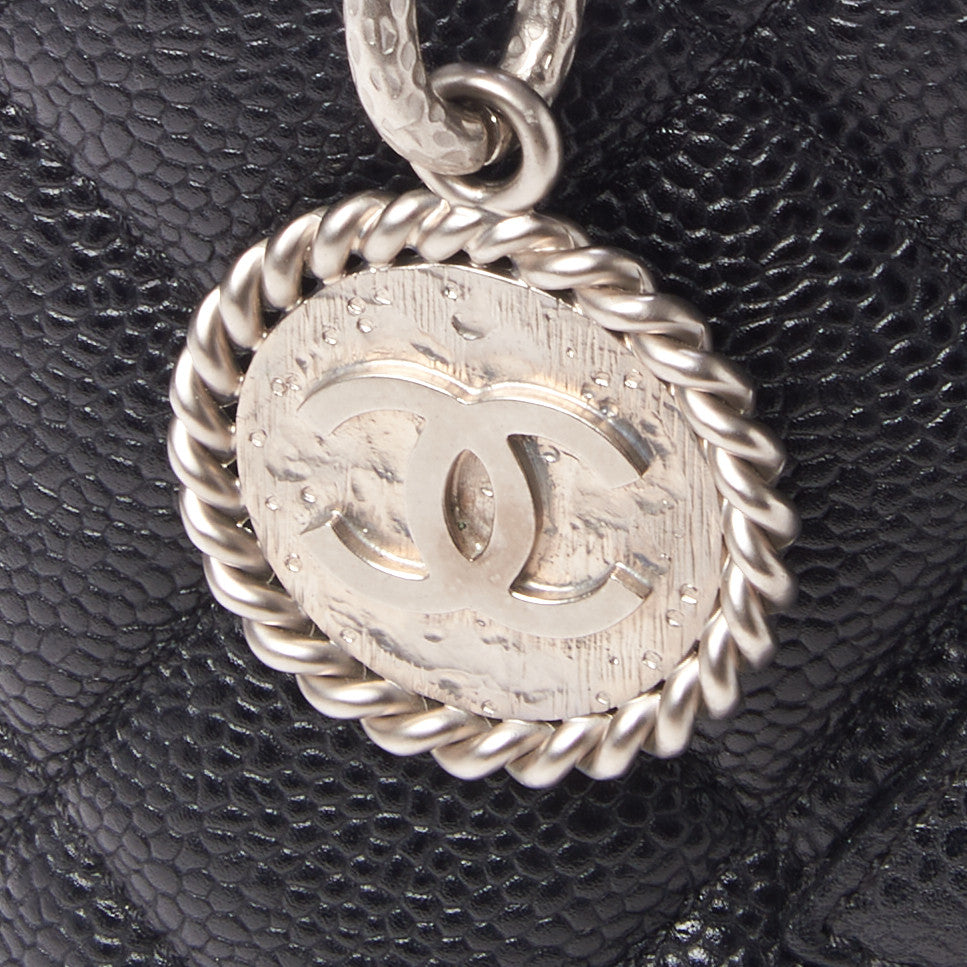 Caviar Quilted Medallion Tote Black