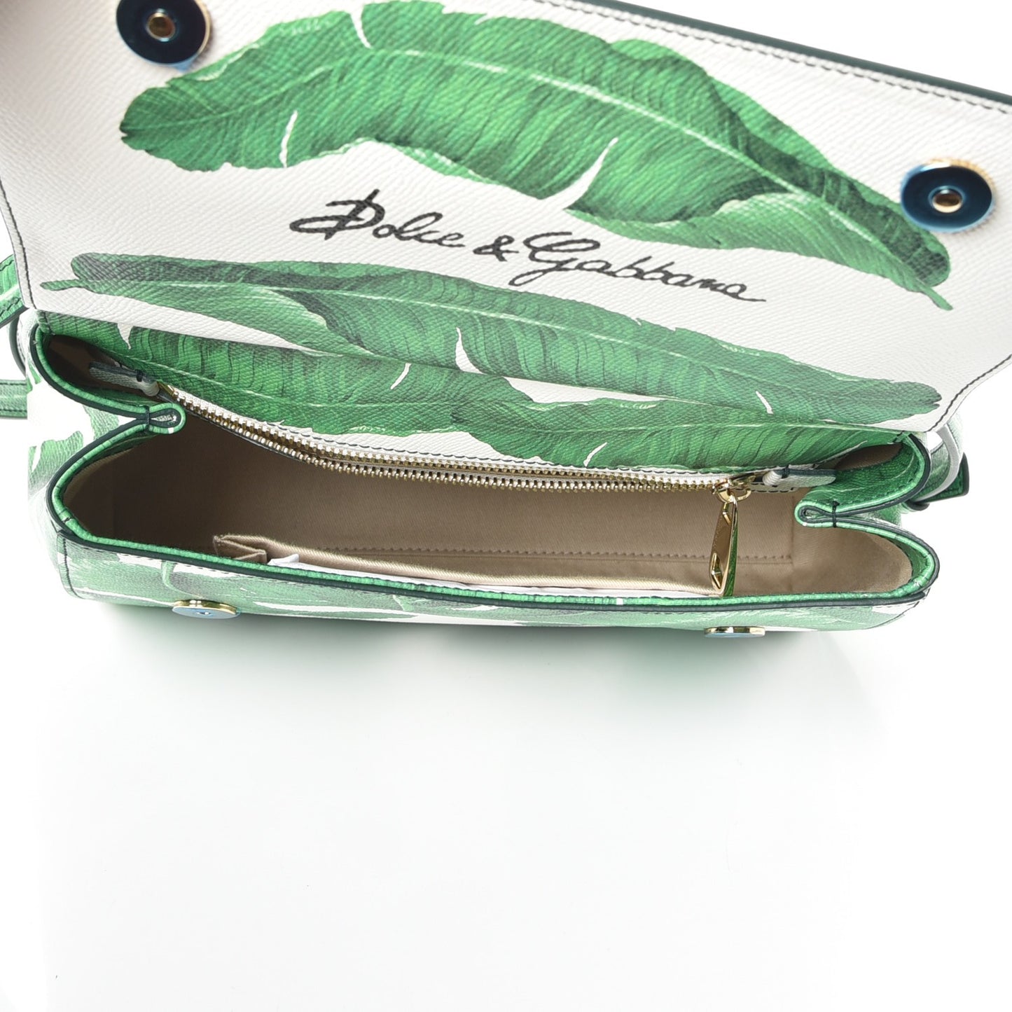 Dauphine Banana Leaf Print Medium Miss Sicily Satchel Green White