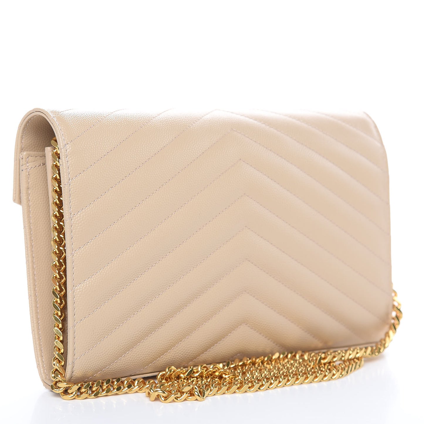 Grain De Poudre Matelasse Chevron Monogram Chain Wallet Nude Powder