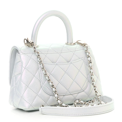Chanel Iridescent Caviar Quilted Extra Mini Coco Handle Flap Light Blue 3 of 10