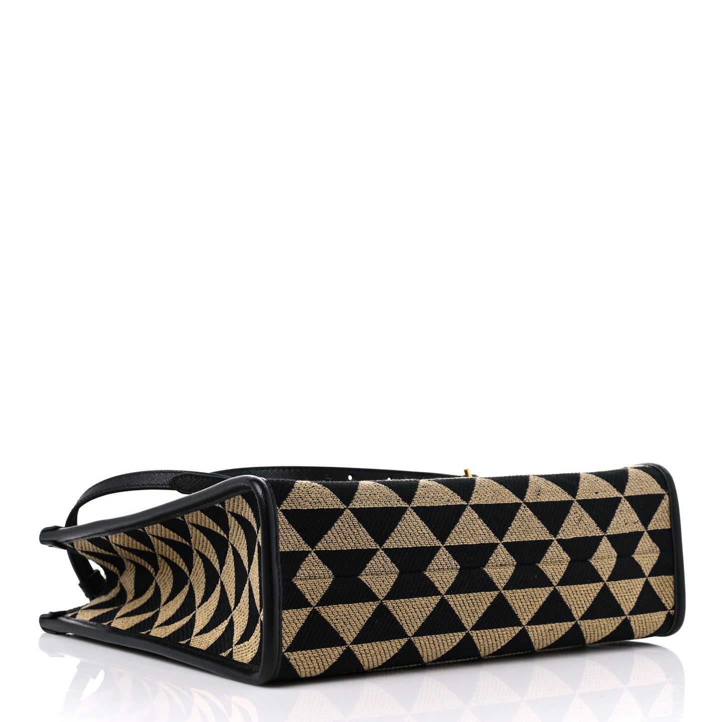 Jacquard Saffiano Triangolo Symbole Embroidered Small Tote Black Corda