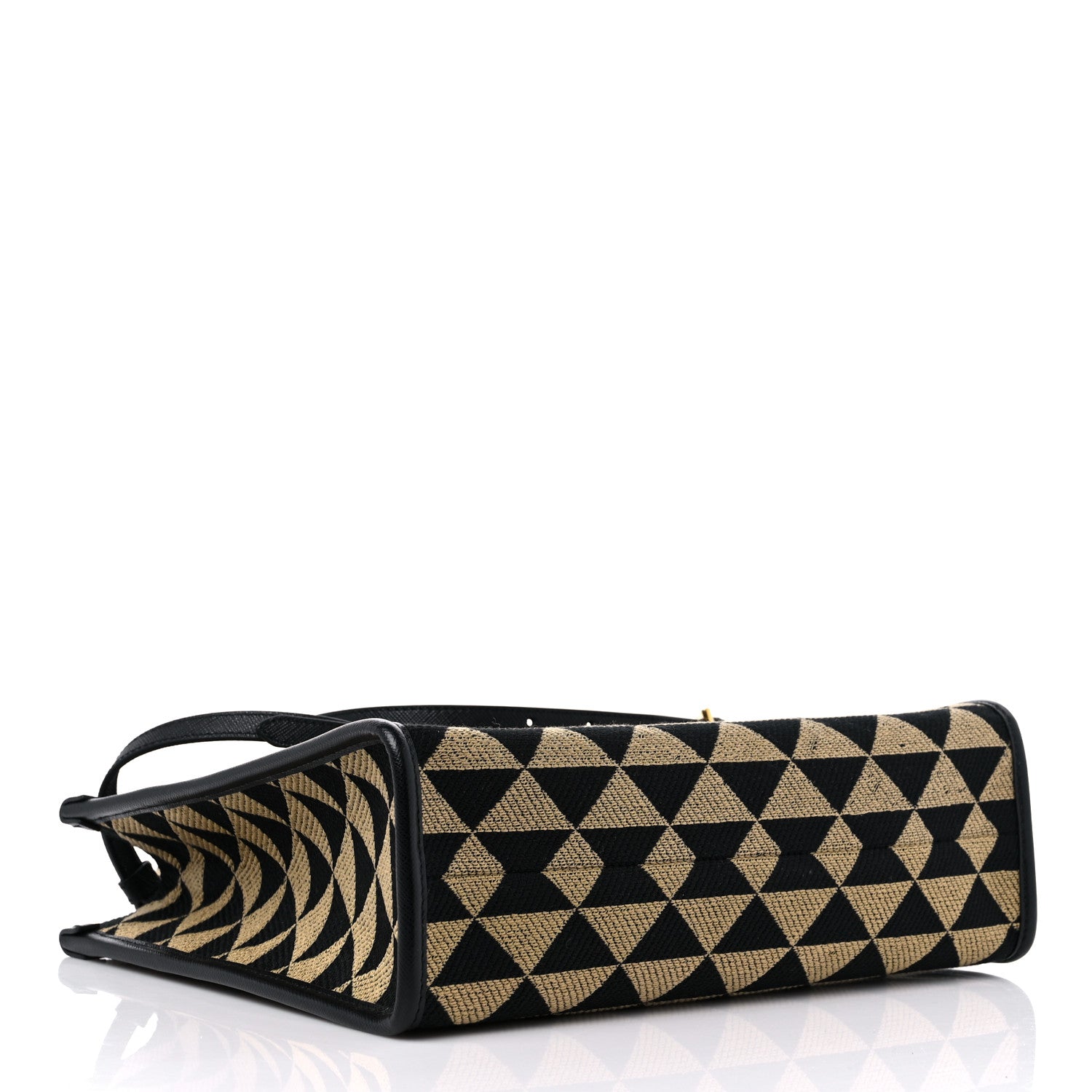 Prada Jacquard Saffiano Triangolo Symbole Embroidered Small Tote Black Corda 4 of 8