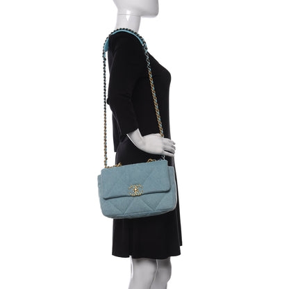 Chanel Denim Quilted Medium Chanel 19 Flap Neon Blue 2 of 11