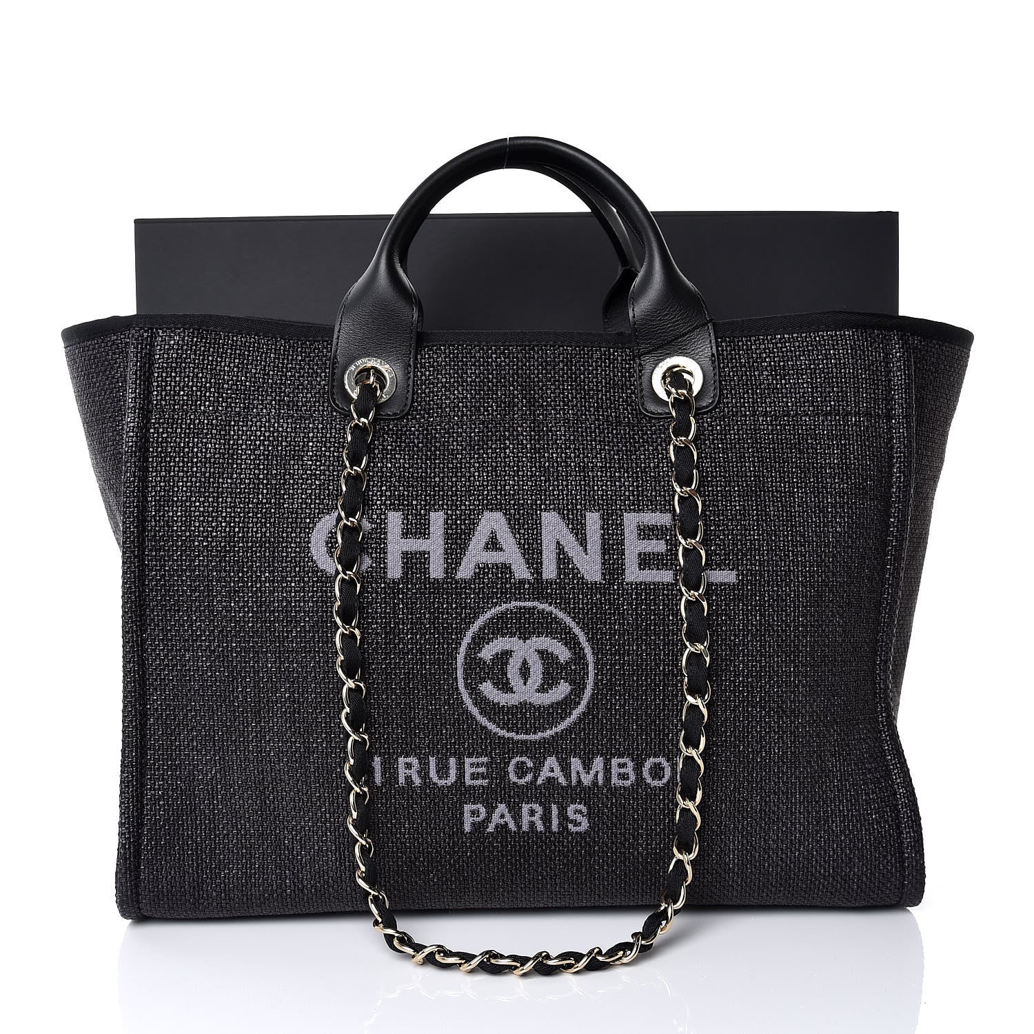 Chanel Woven Straw Raffia Large Deauville Tote Black 8 of 8