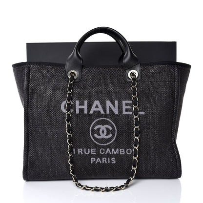 Chanel Woven Straw Raffia Large Deauville Tote Black 8 of 8